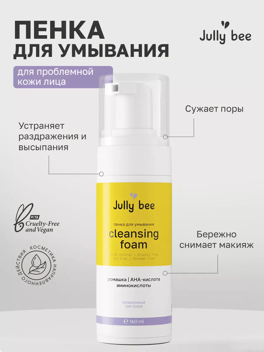 Пенка для умывания для проблемной кожи лица Jully Bee купить по цене 259 ₽  в интернет-магазине Wildberries | 160527011