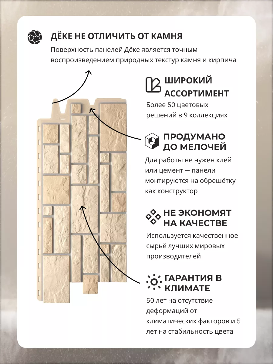 Фасадная панель BURG 946х445 мм Пшеничный - уп 10 шт Döcke купить по цене  11 138 ₽ в интернет-магазине Wildberries | 161224960