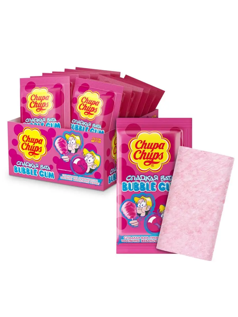 Жевательная резинка Сладкая вата Bubble Gum, 12шт по 11г Chupa Chups купить  по цене 672 ₽ в интернет-магазине Wildberries | 162235172