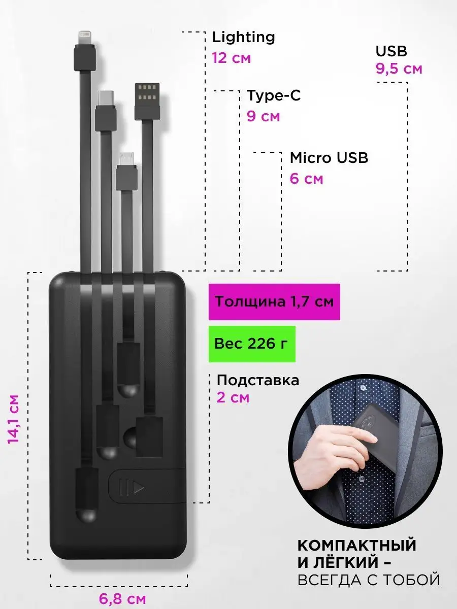 Power bank повербанк внешний аккумулятор телефона 10000