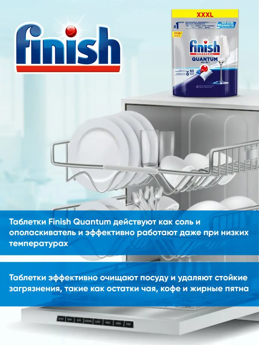 FINISH Таблетки для посудомоечной машины, средство для посудомойки