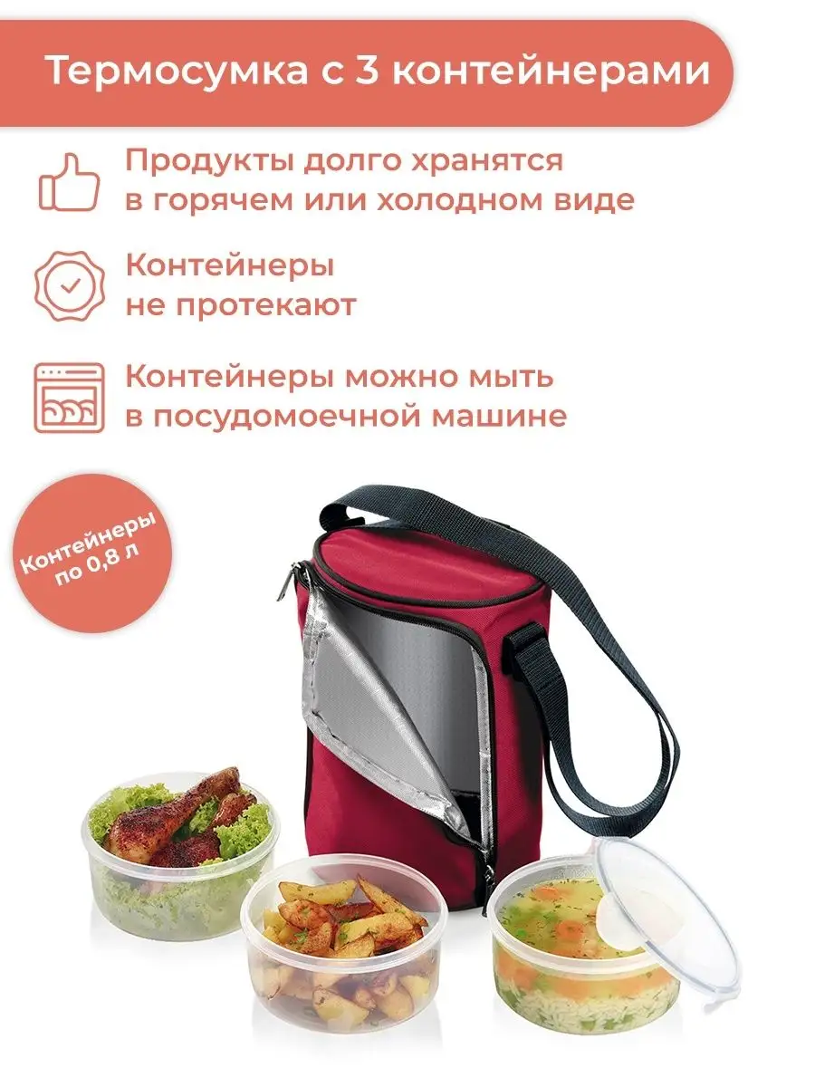 Термосумка для еды, 2.4 л, FRESHBOX