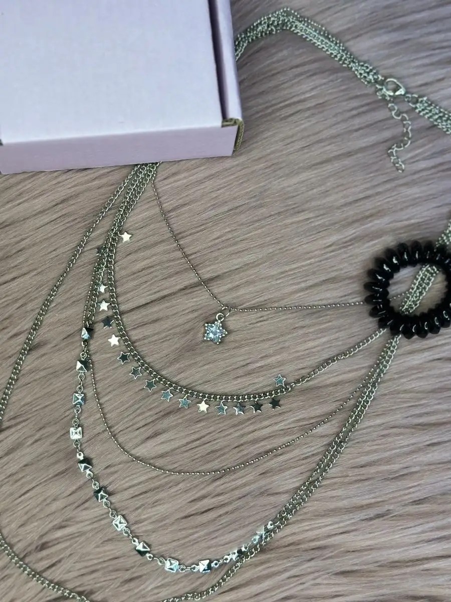 L.A. Fashion Длинное стильное колье многослойное ожерелье