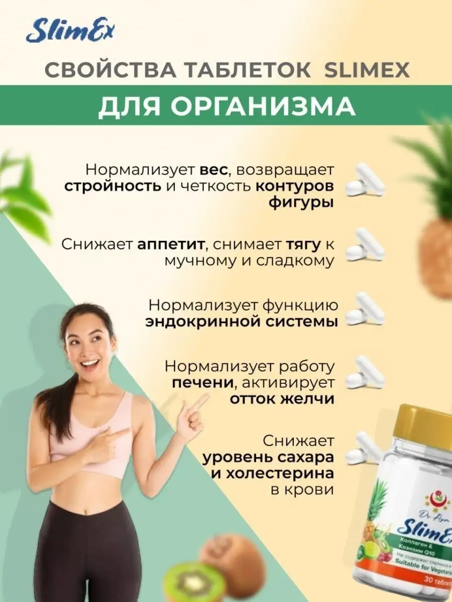 Капсулы для похудения и подавление аппетита SlimEX купить в  интернет-магазине Wildberries | 163145891