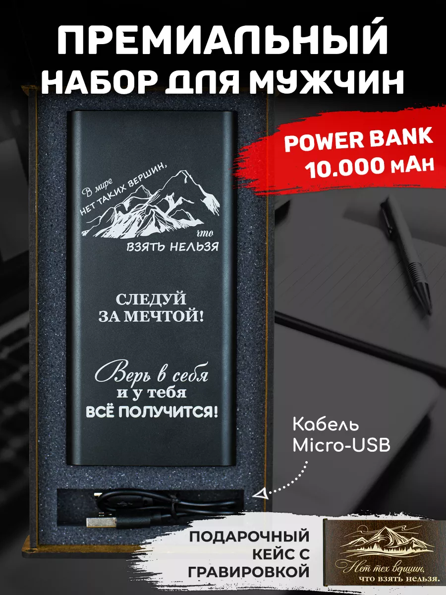 Подарочный набор powerbank с лазерной гравировкой в коробке GiftHarbor  купить по цене 829 ₽ в интернет-магазине Wildberries | 163483365