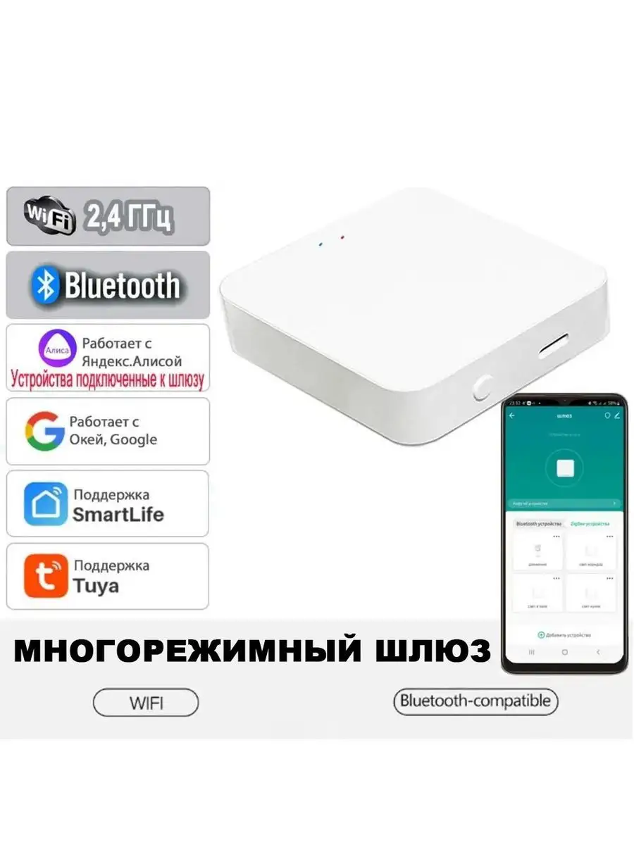 Шлюз Bluetooth Tuya для умного дома WiFi блютуз gateway MyLatso купить по  цене 1 378 ₽ в интернет-магазине Wildberries | 164404251