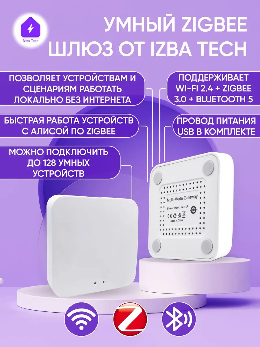 Шлюз Tuya Zigbee 3.0 с WIFI+BLE 5.0 для умного дома Izba Tech - Умный дом  купить по цене 1 936 ₽ в интернет-магазине Wildberries | 164439402