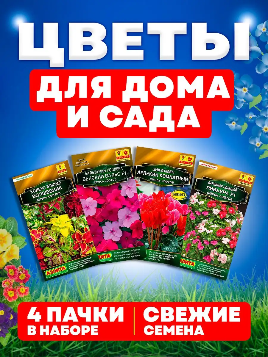 Набор Семена комнатных цветов и растений Агрофирма Аэлита купить по цене  405 ₽ в интернет-магазине Wildberries | 164510186