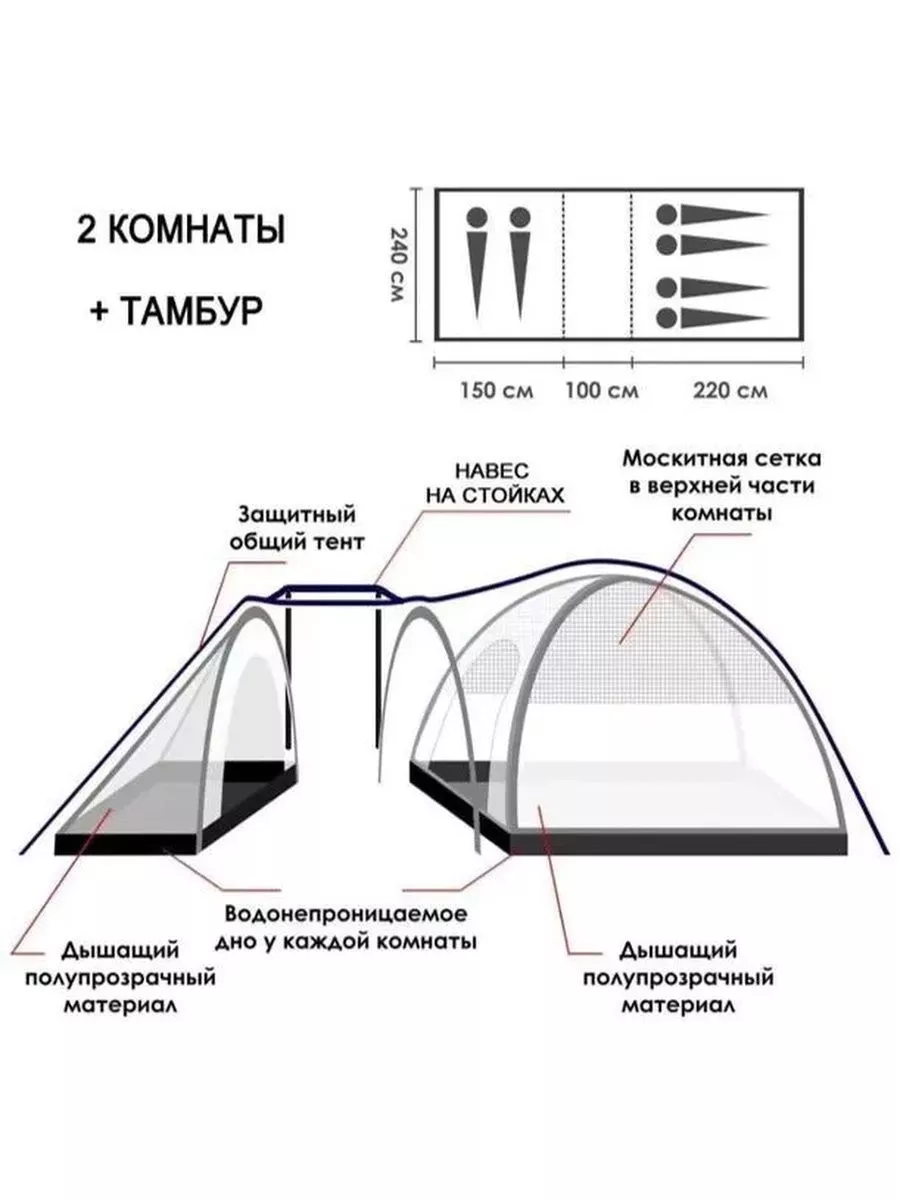 Палатка 3 Комнатная С Тамбуром Купить