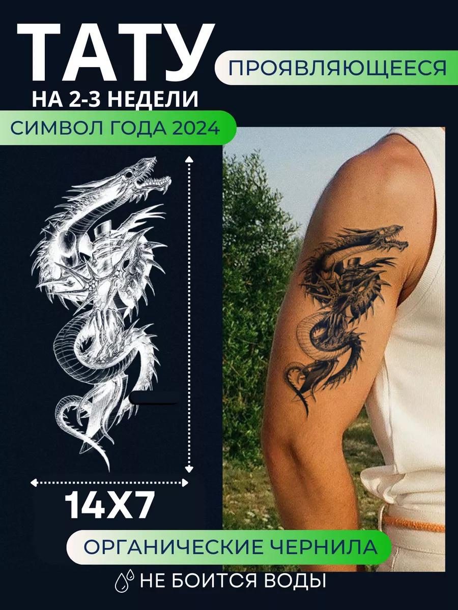 Тату наклейка для тела Tattoo дракон 1