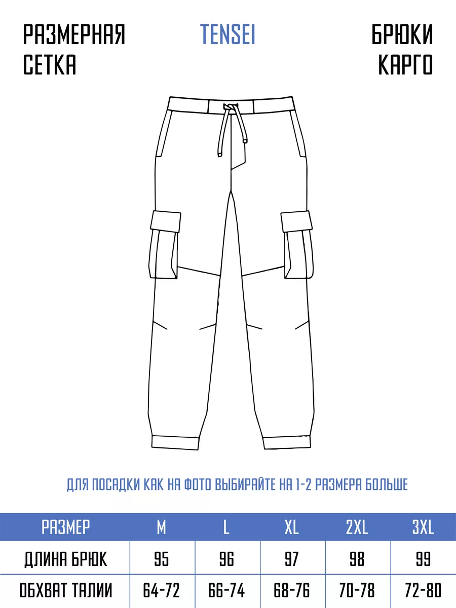 Штаны карго широкие джоггеры на резинке TENSEI купить по цене 1 008 ₽ в  интернет-магазине Wildberries | 165510484